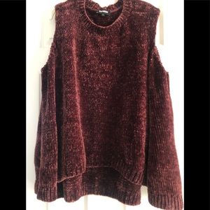 Express Cold Shoulder Chenille Sweater- Medium